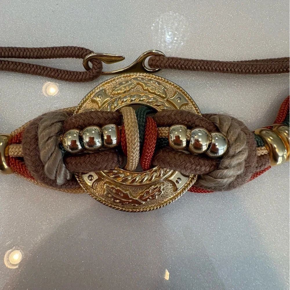 Vintage 70’s 80’s Belt Braided Multicolor Gold Accents Eccentric Grandma Chic